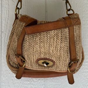 Vintage fossil messenger bag canvas /leather